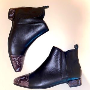 🖤Leather 🐍 skin ankle boots